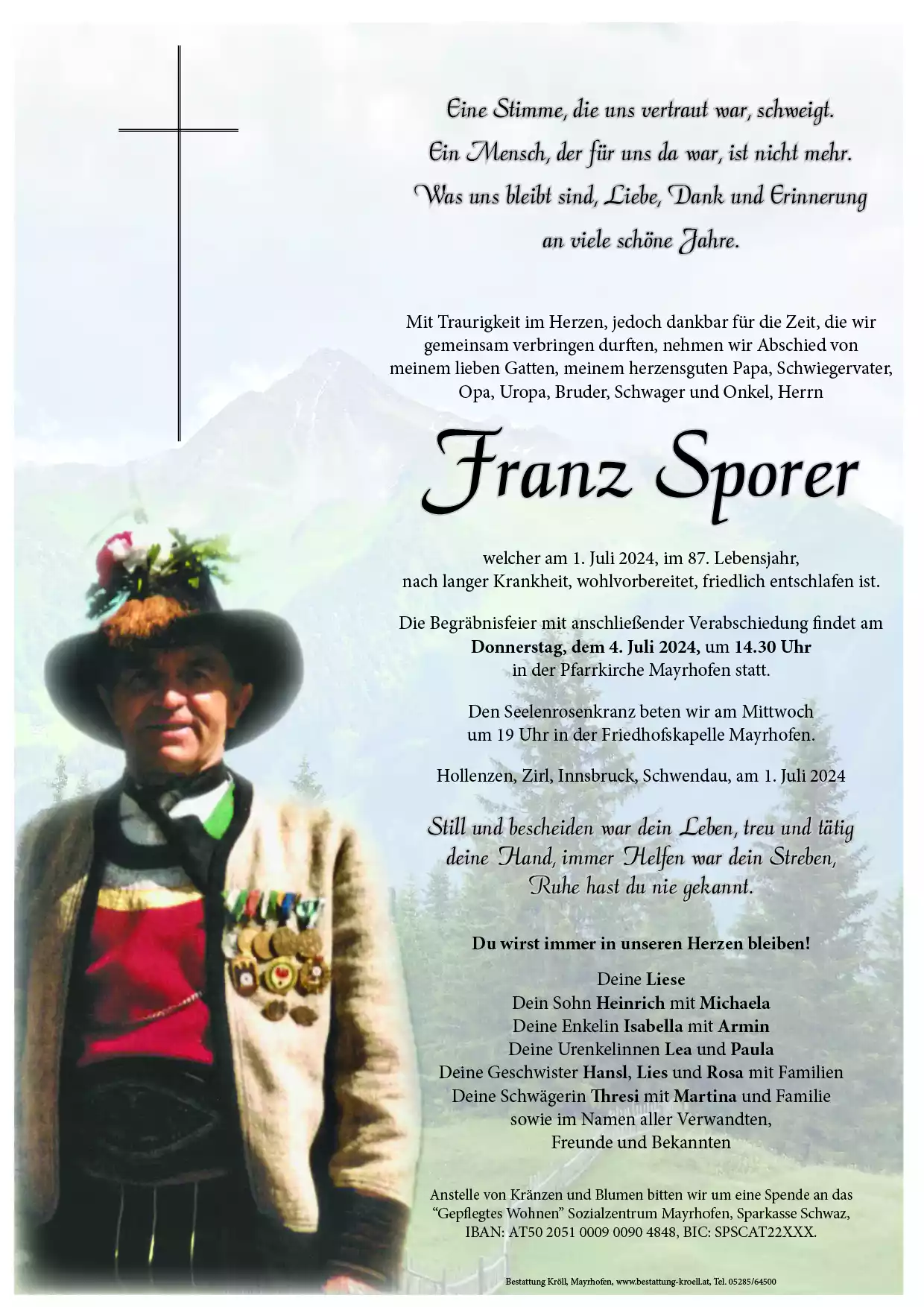 Parte von Franz Sporer